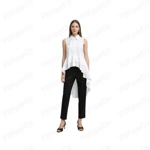 Walter Baker White Sleeveless High Low Peplum Button Front Top Size M